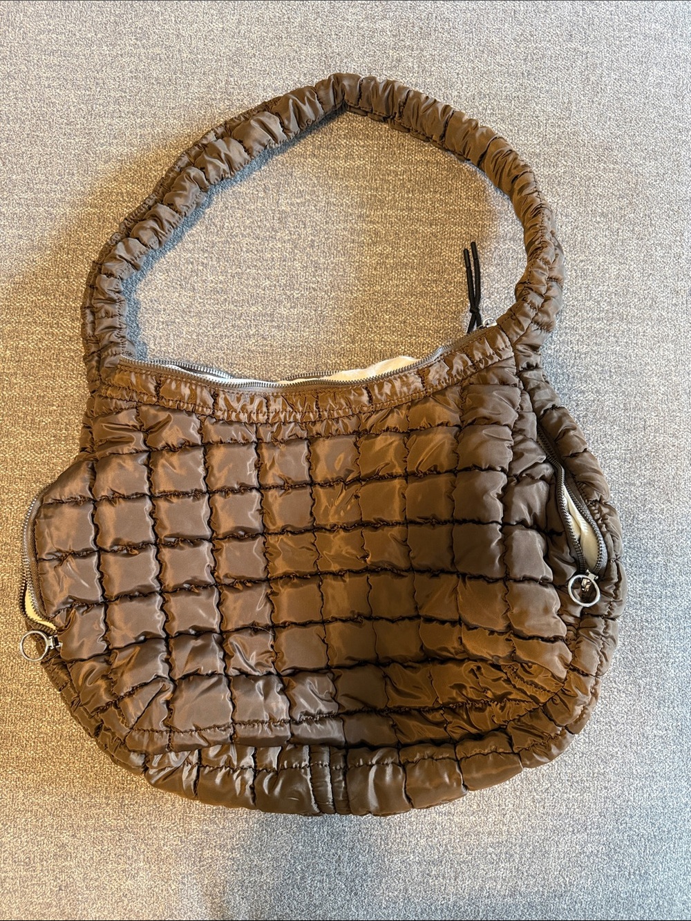 Quilted Shoulder Bag in Brown